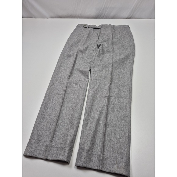 Rota Pantaloni Pants Mens 32x28 Gray Wool Flat Front Cuffed Lined Italy 46